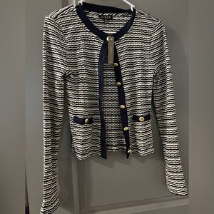 NWT Jcrew blue and cream cardigan